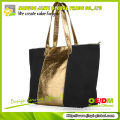2013 splicing with golden pu ladies large shoulder bag tote bag canvas